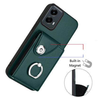 For Motorola Moto G 5G 2024 Organ Card Bag Ring Holder Phone Case with Long Lanyard(Green) - Motorola Cases by buy2fix | Online Shopping UK | buy2fix