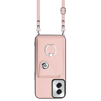 For Motorola Moto G Power 2024 5G Organ Card Bag Ring Holder Phone Case with Long Lanyard(Pink) - Motorola Cases by buy2fix | Online Shopping UK | buy2fix