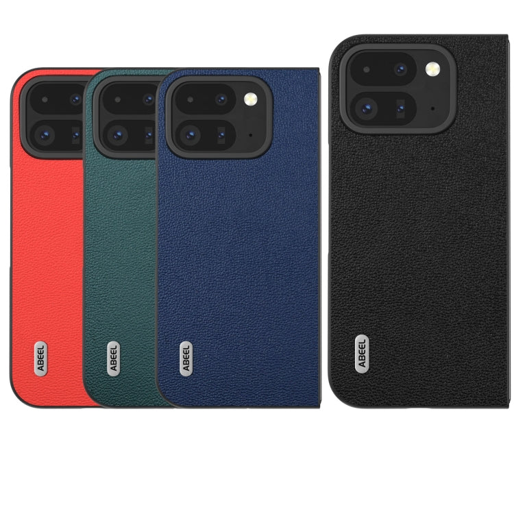 For Google Pixel 9 Pro Fold ABEEL Genuine Leather Luolai Series Phone Case(Dark Blue) - Google Cases by buy2fix | Online Shopping UK | buy2fix