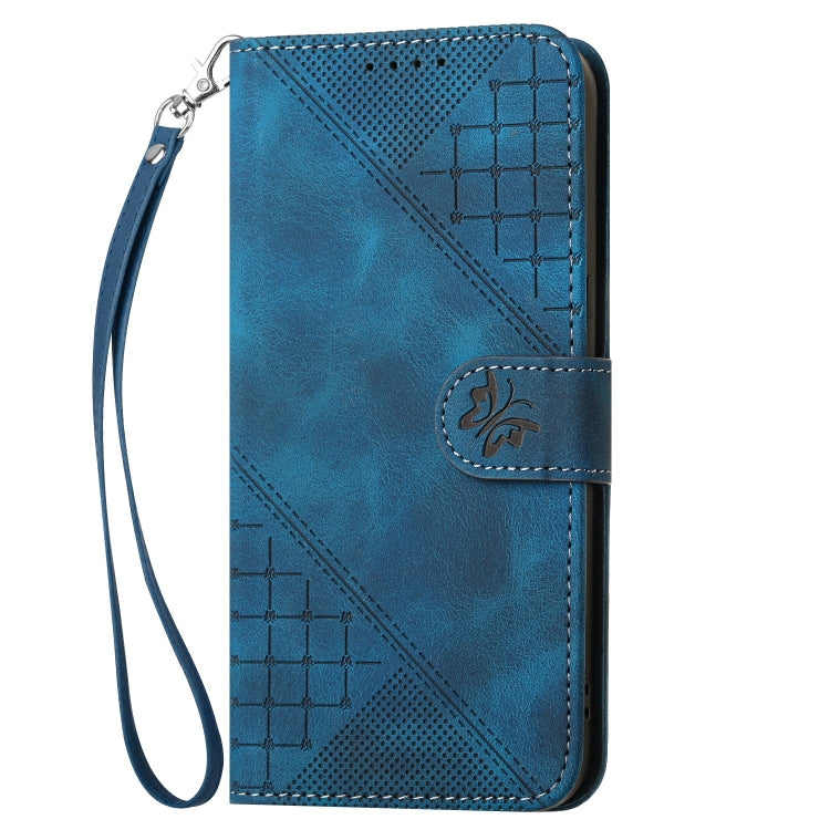 For Sony Xperia 1 VI 2024 YX0080 Grid Butterfly Embossed Pattern Flip Leather Phone Case with Lanyard(Dark Blue) - Sony Cases by buy2fix | Online Shopping UK | buy2fix