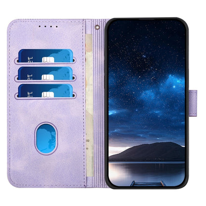 For iPhone 16 Plus YX0080 Grid Butterfly Embossed Pattern Flip Leather Phone Case with Lanyard(Light Purple) - iPhone 16 Plus Cases by buy2fix | Online Shopping UK | buy2fix