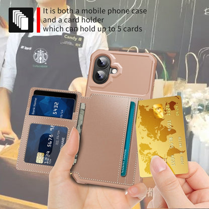 For iPhone 16 Magnetic Wallet Card Bag Leather Phone Case(Rose Gold) - iPhone 16 Cases by buy2fix | Online Shopping UK | buy2fix