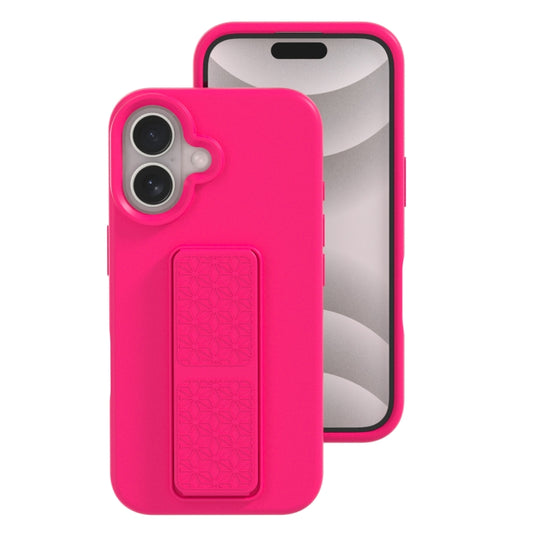 For iPhone 16 Plus Liquid Silicone Holder Phone Case(Brilliant Pink) - iPhone 16 Plus Cases by buy2fix | Online Shopping UK | buy2fix