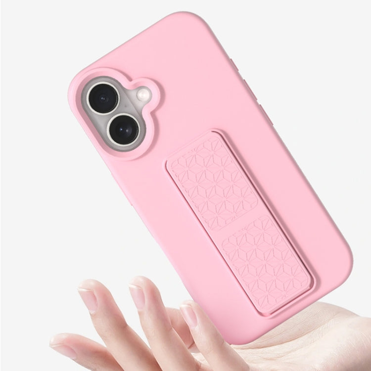 For iPhone 16 Plus Liquid Silicone Holder Phone Case(Pink) - iPhone 16 Plus Cases by buy2fix | Online Shopping UK | buy2fix