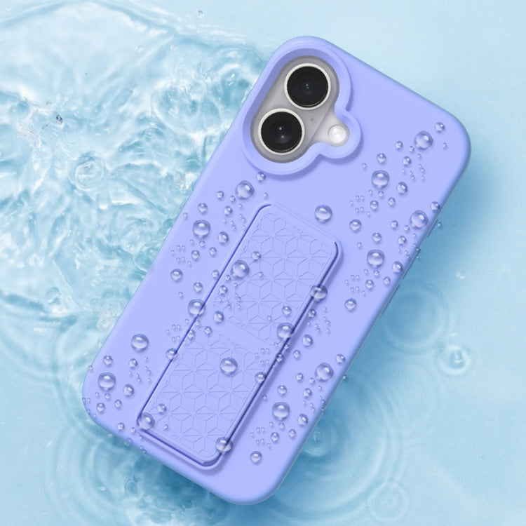 For iPhone 16 Pro Liquid Silicone Holder Phone Case(Light Purple) - iPhone 16 Pro Cases by buy2fix | Online Shopping UK | buy2fix