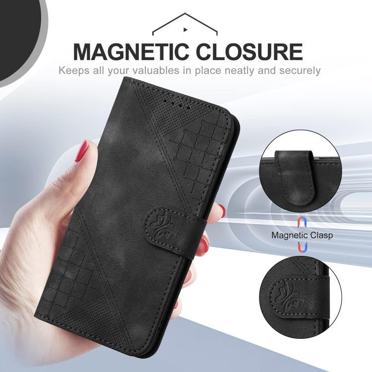 For Google Pixel 9 / 9 Pro YX0080 Grid Butterfly Embossed Pattern Flip Leather Phone Case with Lanyard(Black) - Google Cases by buy2fix | Online Shopping UK | buy2fix