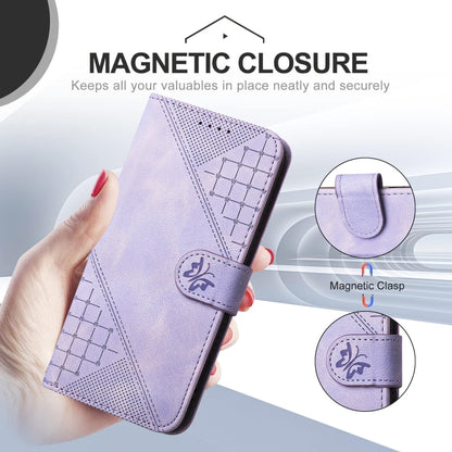 For Google Pixel 9 / 9 Pro YX0080 Grid Butterfly Embossed Pattern Flip Leather Phone Case with Lanyard(Light Purple) - Google Cases by buy2fix | Online Shopping UK | buy2fix