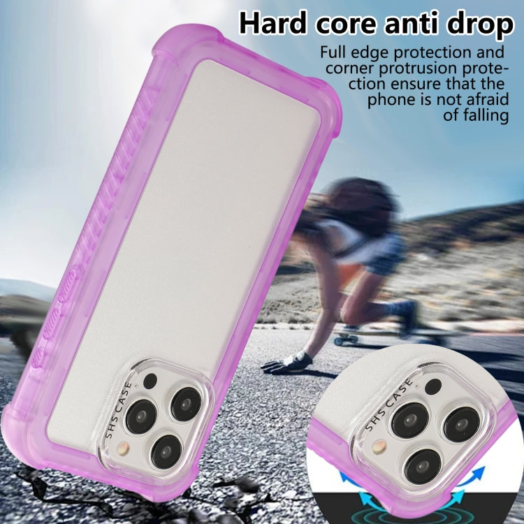 For iPhone 16 Pro Max Transparent Matte TPU Hybrid PC 3-in-1 Phone Case(Purple) - iPhone 16 Pro Max Cases by buy2fix | Online Shopping UK | buy2fix