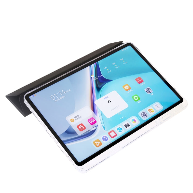 For Huawei Matepad SE 11 2024 Clear Acrylic 3-Fold Leather Tablet Case(Black) - Huawei by buy2fix | Online Shopping UK | buy2fix