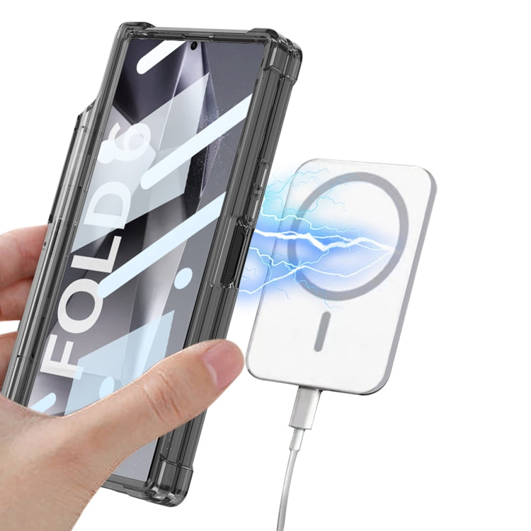 For Samsung Galaxy Z Fold6 GKK Integrated Airbag Hinge Full Coverage MagSafe Phone Case with Holder / Pen Box, Not Included Pen(Transparent) - Galaxy Z Fold6 5G Cases by GKK | Online Shopping UK | buy2fix