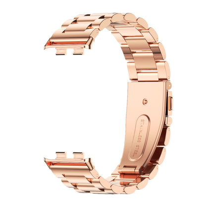 For Honor Band 9 MIJOBS Three-Beads Stainless Steel Watch Band(Rose Gold) - Watch Bands by MIJOBS | Online Shopping UK | buy2fix