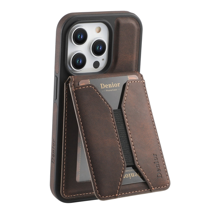 For iPhone 12 / 12 Pro Denior D17 Skin Feel MagSafe Detachable Card Slot Phone Case(Brown) - iPhone 12 / 12 Pro Cases by Denior | Online Shopping UK | buy2fix