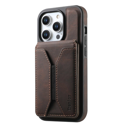 For iPhone 15 Plus / 14 Plus Denior D17 Skin Feel MagSafe Detachable Card Slot Phone Case(Brown) - iPhone 15 Plus Cases by Denior | Online Shopping UK | buy2fix