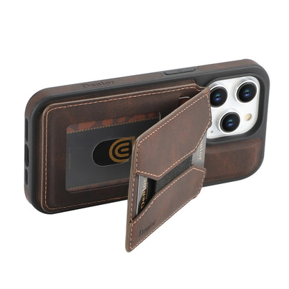 For iPhone 15 Plus / 14 Plus Denior D17 Skin Feel MagSafe Detachable Card Slot Phone Case(Brown) - iPhone 15 Plus Cases by Denior | Online Shopping UK | buy2fix