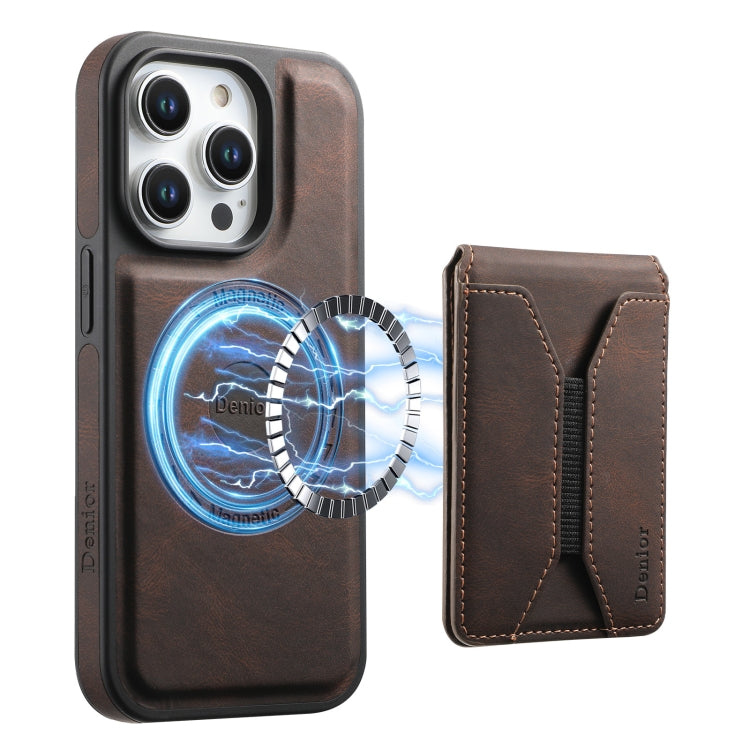 For iPhone 15 Pro Denior D17 Skin Feel MagSafe Detachable Card Slot Phone Case(Brown) - iPhone 15 Pro Cases by Denior | Online Shopping UK | buy2fix