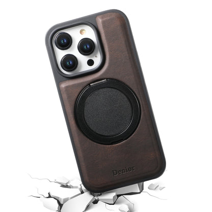 For iPhone 15 Pro Denior A14 Skin Feel Rotating Holder MagSafe Phone Case(Brown) - iPhone 15 Pro Cases by Denior | Online Shopping UK | buy2fix