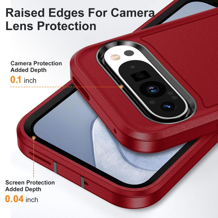 For Google Pixel 9 Pro Rugged PC + Silicone Phone Case with Holder(Red+Black) - Google Cases by buy2fix | Online Shopping UK | buy2fix