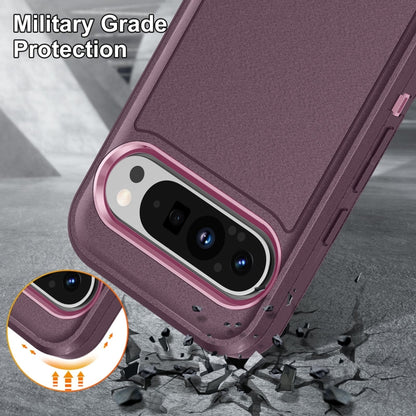 For Google Pixel 9 Pro Rugged PC + Silicone Phone Case with Holder(Purple+Pink) - Google Cases by buy2fix | Online Shopping UK | buy2fix