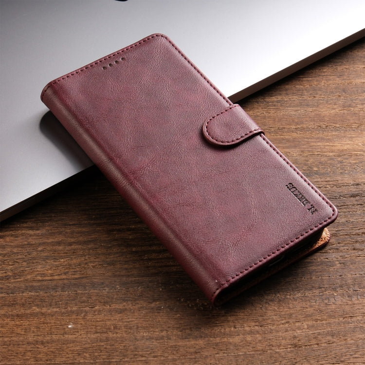 For iPhone 16 Pro N.BEKUS CSJ-P1 Solid Color Leather Phone Case(Wine Red) - iPhone 16 Pro Cases by N.BEKUS | Online Shopping UK | buy2fix