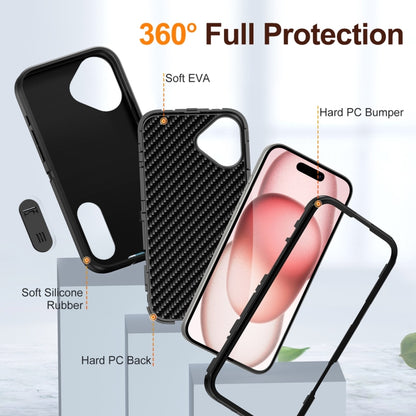 For iPhone 16 Rugged PC + Silicone Phone Case with Holder(Black) - iPhone 16 Cases by buy2fix | Online Shopping UK | buy2fix