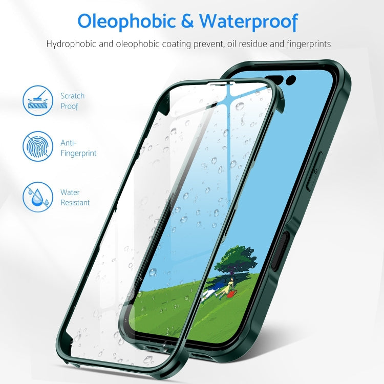 For iPhone 16 Pro Double-sided Plastic Glass Phone Protective Case(Dark Green) - iPhone 16 Pro Cases by buy2fix | Online Shopping UK | buy2fix