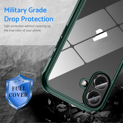 For iPhone 16 Double-sided Plastic Glass Phone Protective Case(Dark Green) - iPhone 16 Cases by buy2fix | Online Shopping UK | buy2fix