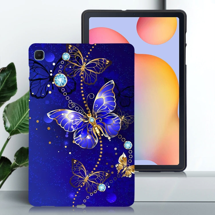 For Samsung Galaxy Tab S6 Lite 2024 / 2022 Color Painting Pattern Smart Tablet TPU Case(Blue Butterfly) - Tab S6 Lite P610 / P615 by buy2fix | Online Shopping UK | buy2fix