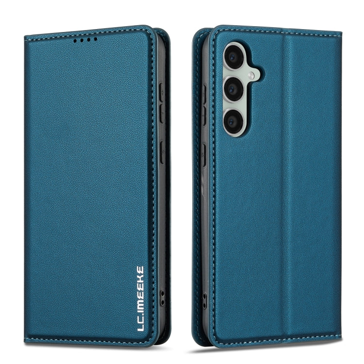 For Samsung Galaxy S24 5G LC.IMEEKE L1 Series Frosted Fine Texture PU Phone Case(Blue) - Galaxy S24 5G Cases by LC.IMEEKE | Online Shopping UK | buy2fix