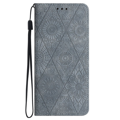 For Google Pixel 9 / 9 Pro Ethnic Embossed Adsorption Leather Phone Case(Grey) - Google Cases by buy2fix | Online Shopping UK | buy2fix