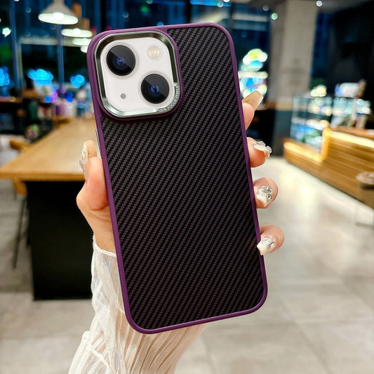 For iPhone 13 Carbon Fiber Texture MagSafe Magnetic Shockproof Phone Case(Purple) - iPhone 13 Cases by buy2fix | Online Shopping UK | buy2fix