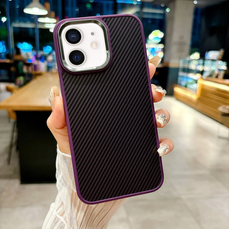 For iPhone 11 Carbon Fiber Texture MagSafe Magnetic Shockproof Phone Case(Purple) - iPhone 11 Cases by buy2fix | Online Shopping UK | buy2fix