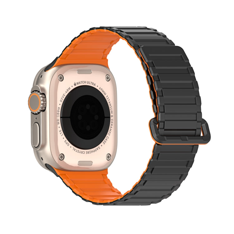 For Apple Watch Ultra 49mm DUX DUCIS KJ Series Magnetic Buckle Silicone Watch Band(Black Orange) - Watch Bands by DUX DUCIS | Online Shopping UK | buy2fix