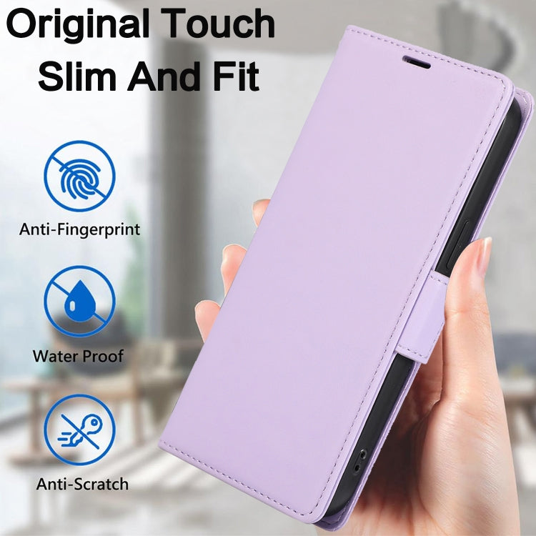 For iPhone 16 Side Buckle RFID Anti-theft Leather Phone Case(Light Purple) - iPhone 16 Cases by buy2fix | Online Shopping UK | buy2fix