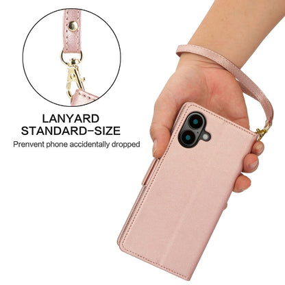 For iPhone 16 Plus Side Buckle RFID Anti-theft Leather Phone Case(Rose Gold) - iPhone 16 Plus Cases by buy2fix | Online Shopping UK | buy2fix