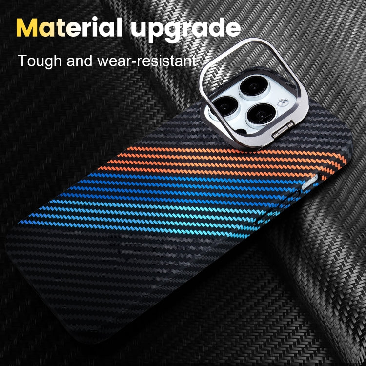 For iPhone 16 Carbon Fiber Lens Holder MagSafe Magnetic Phone Case(Black) - iPhone 16 Cases by buy2fix | Online Shopping UK | buy2fix