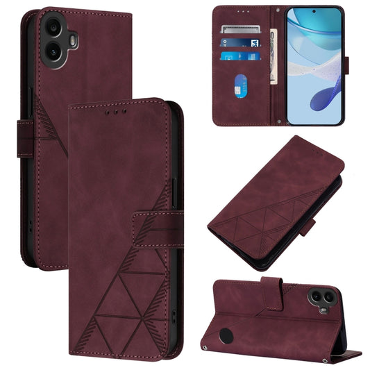 For Nothing CMF Phone 1 Crossbody 3D Embossed Flip Leather Phone Case(Wine Red) - More Brand by buy2fix | Online Shopping UK | buy2fix