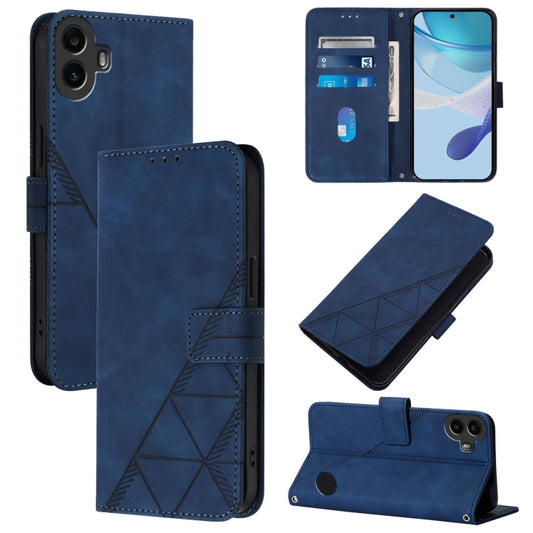 For Nothing CMF Phone 1 Crossbody 3D Embossed Flip Leather Phone Case(Blue) - More Brand by buy2fix | Online Shopping UK | buy2fix