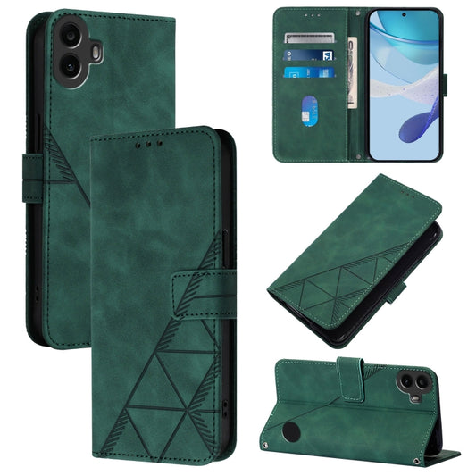 For Nothing CMF Phone 1 Crossbody 3D Embossed Flip Leather Phone Case(Green) - More Brand by buy2fix | Online Shopping UK | buy2fix