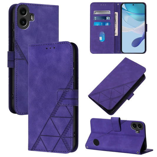 For Nothing CMF Phone 1 Crossbody 3D Embossed Flip Leather Phone Case(Purple) - More Brand by buy2fix | Online Shopping UK | buy2fix