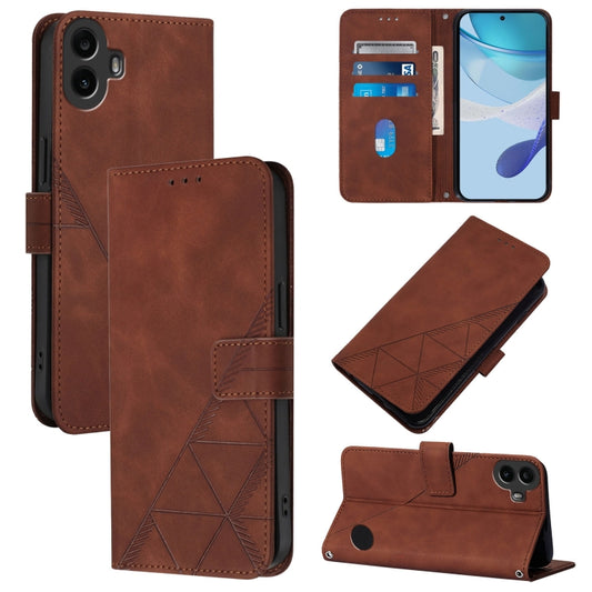 For Nothing CMF Phone 1 Crossbody 3D Embossed Flip Leather Phone Case(Brown) - More Brand by buy2fix | Online Shopping UK | buy2fix