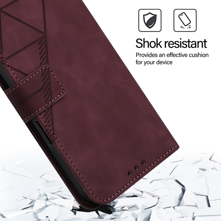 For OnePlus 12 5G Global Crossbody 3D Embossed Flip Leather Phone Case(Wine Red) - OnePlus Cases by buy2fix | Online Shopping UK | buy2fix