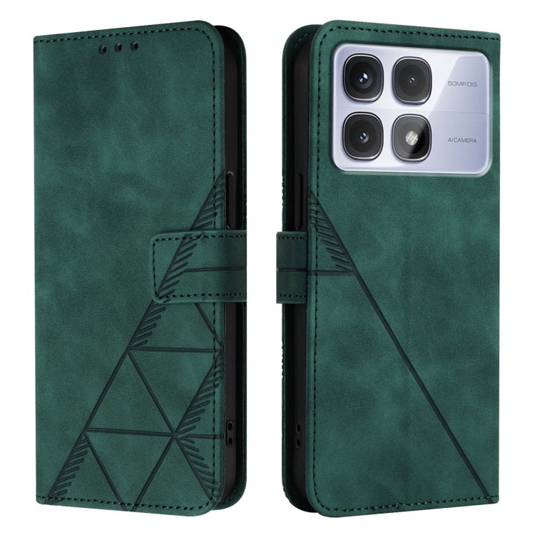 For Redmi K70 Ultra 5G Global Crossbody 3D Embossed Flip Leather Phone Case(Green) - Xiaomi Cases by buy2fix | Online Shopping UK | buy2fix