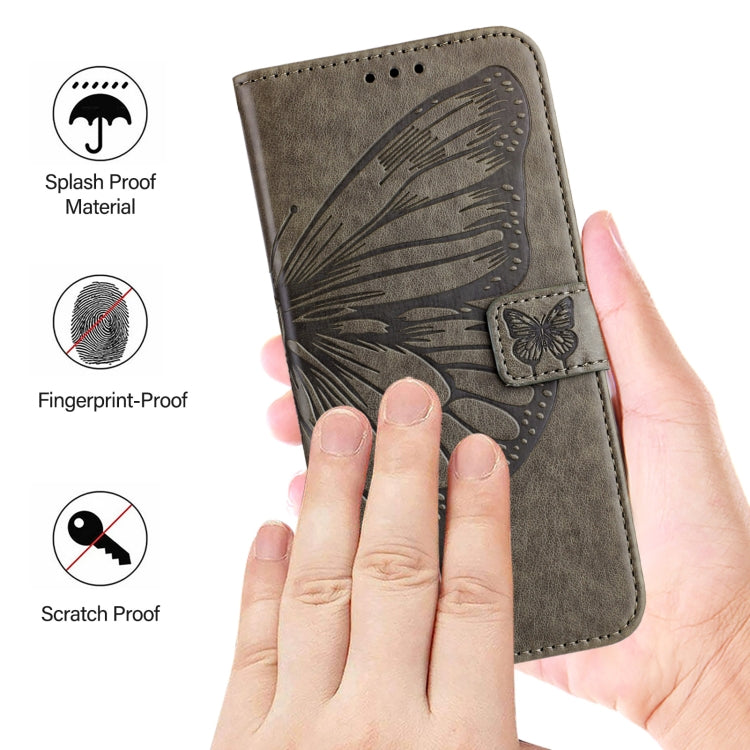 For Redmi K70 Ultra 5G Global Embossed Butterfly Leather Phone Case(Grey) - Xiaomi Cases by buy2fix | Online Shopping UK | buy2fix