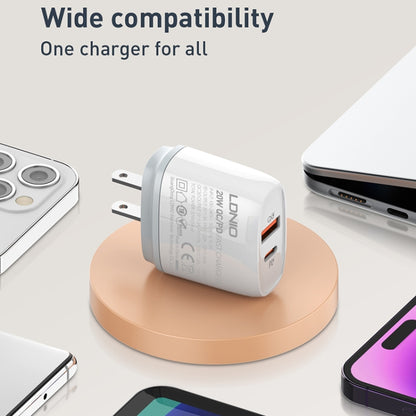 LDNIO Q229 QC3.0 / PD20W USB + Type-C Fast Charger with 1m Type-C to 8 Pin Cable, Plug Type:EU Plug(White) - USB Charger by LDNIO | Online Shopping UK | buy2fix