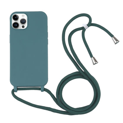 For iPhone 16 Pro Candy Colors TPU Protective Phone Case with Lanyard (Dark Green) - iPhone 16 Pro Cases by buy2fix | Online Shopping UK | buy2fix