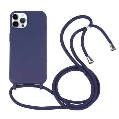 For iPhone 16 Pro Candy Colors TPU Protective Phone Case with Lanyard (Dark Blue) - iPhone 16 Pro Cases by buy2fix | Online Shopping UK | buy2fix