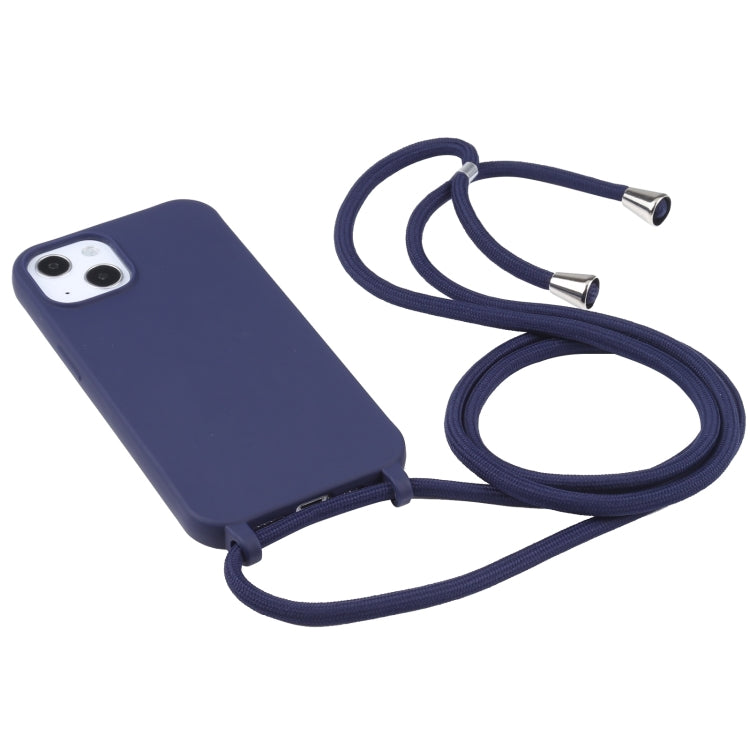 For iPhone 16 Pro Candy Colors TPU Protective Phone Case with Lanyard (Dark Blue) - iPhone 16 Pro Cases by buy2fix | Online Shopping UK | buy2fix