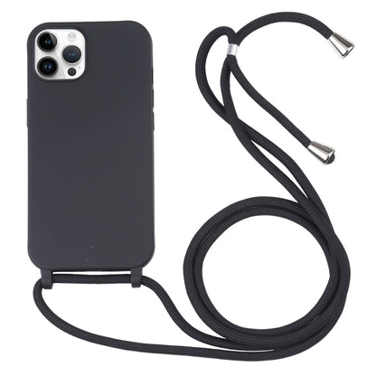 For iPhone 16 Pro Candy Colors TPU Protective Phone Case with Lanyard (Black) - iPhone 16 Pro Cases by buy2fix | Online Shopping UK | buy2fix