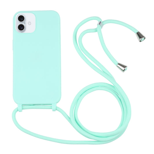 For iPhone 16 Plus Candy Colors TPU Protective Phone Case with Lanyard(Mint Green) - iPhone 16 Plus Cases by buy2fix | Online Shopping UK | buy2fix