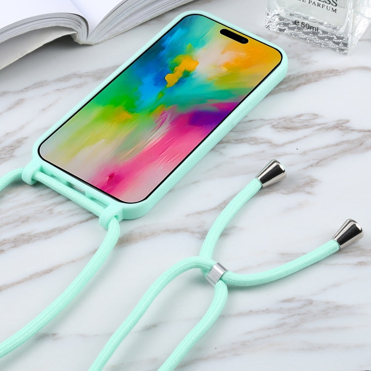 For iPhone 16 Plus Candy Colors TPU Protective Phone Case with Lanyard(Mint Green) - iPhone 16 Plus Cases by buy2fix | Online Shopping UK | buy2fix